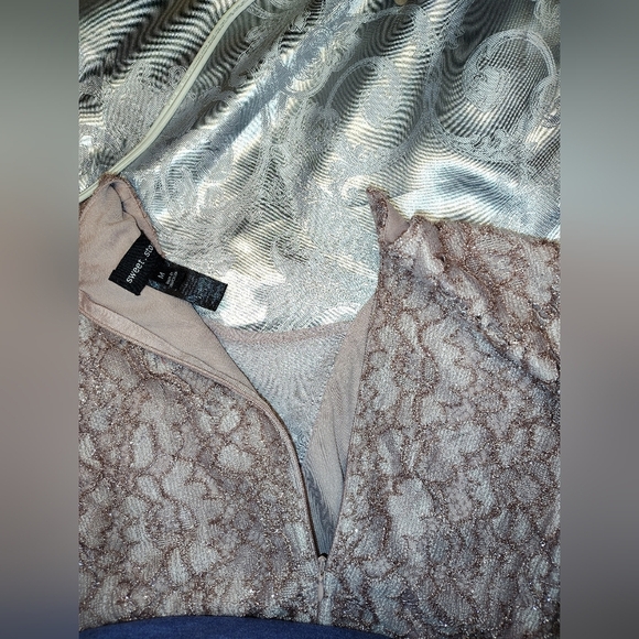 Tan Sheath Dress Sleeveless V-neck Wedding Guest - Picture 8 of 11